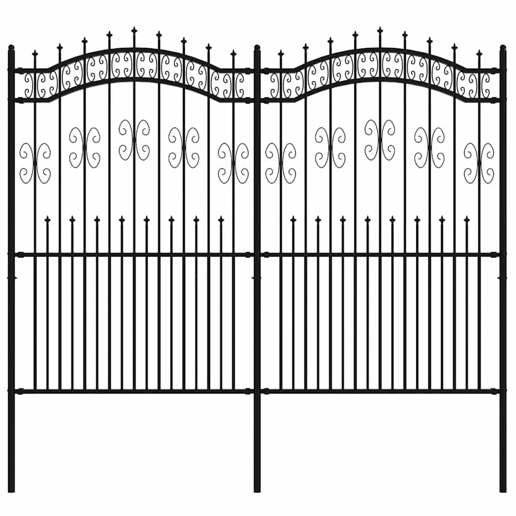Metal Garden Fence Kampen with Spear Top Black 240x175cm Steel Security Border Panel for Outdoor Backyard Privacy Barrier Decorative Enclosure