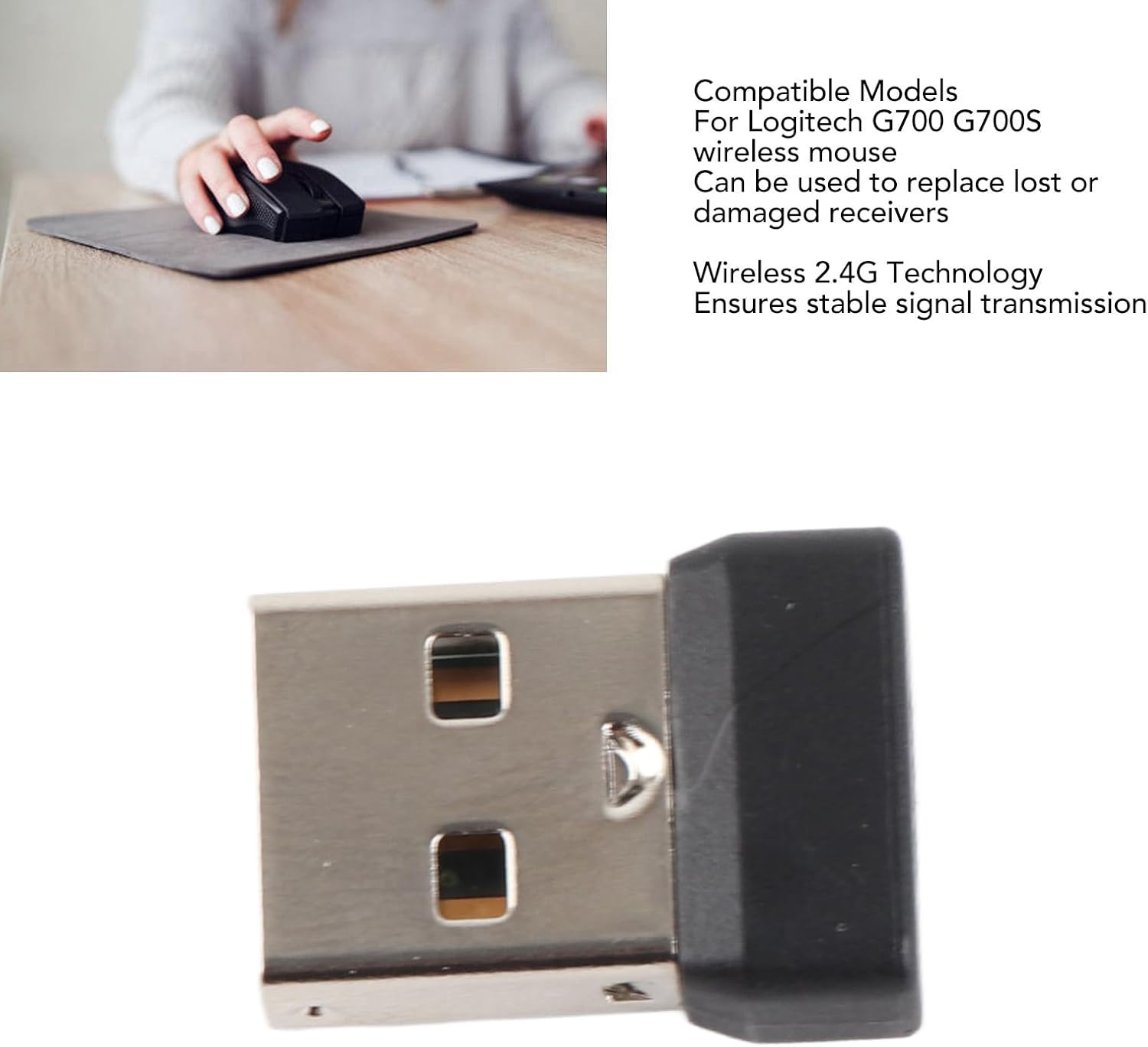 Mouse Receiver for G700 G700S, Stable , Compact and Portable, USB Dongle Adapter