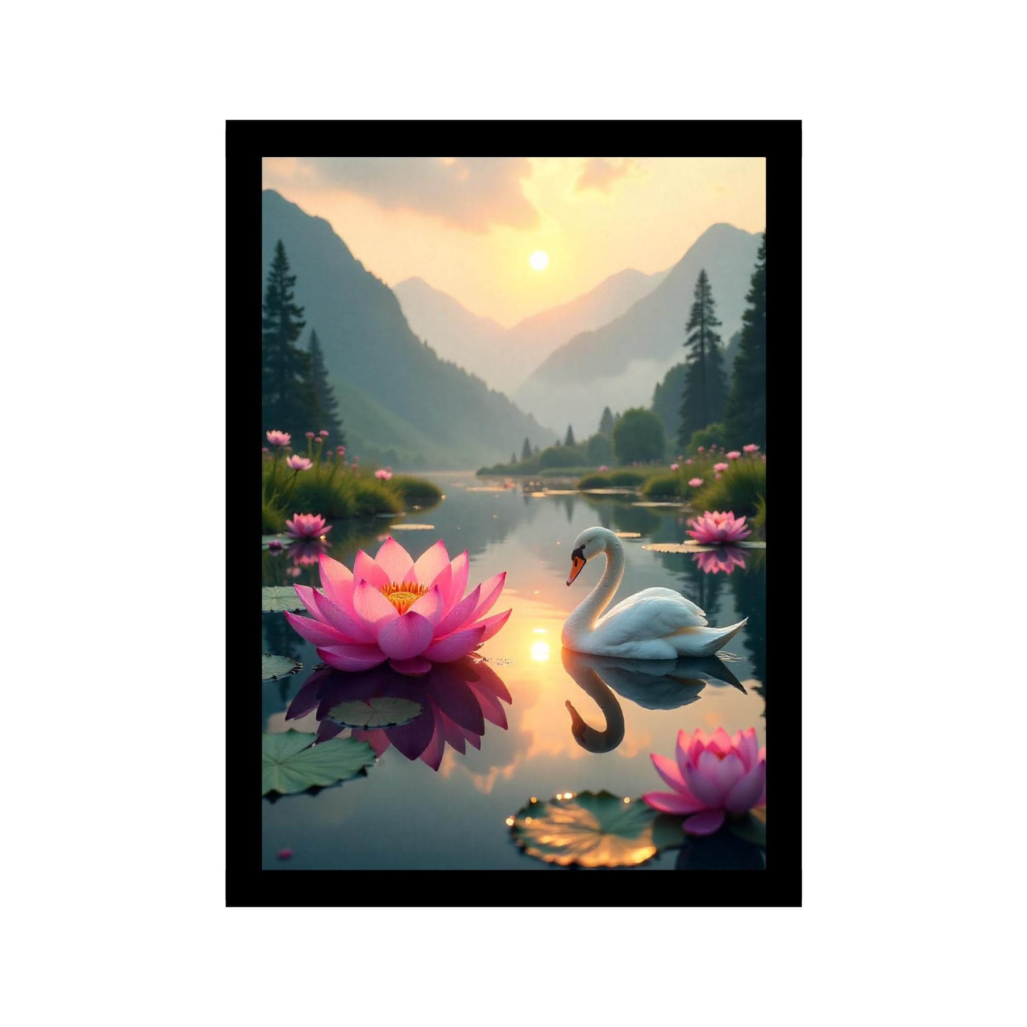 DivaFrames Vastu Paintings for Home, Lotus Painting for Wall Vastu, Kamal Flower Artwork, 10x13 Inch Wall Hanging, Spiritual Home Décor, Vastu Shastra Remedies
