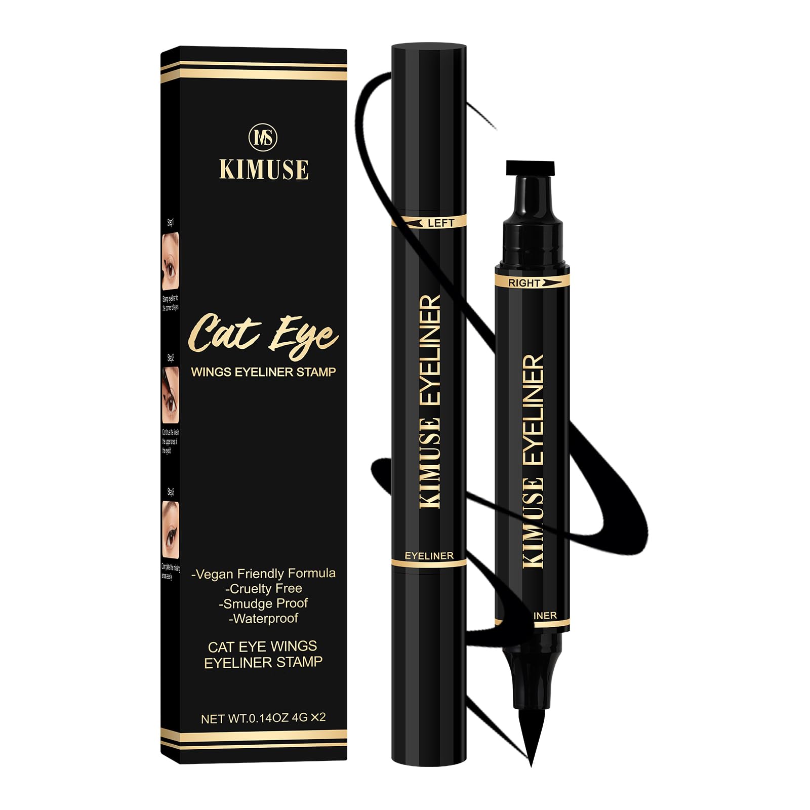 KIMUSE 2PCS Eyeliner Stamp, Wing Cat Eye Stamp, Waterproof Smudge Proof Long Lasting Liquid Eye Liner