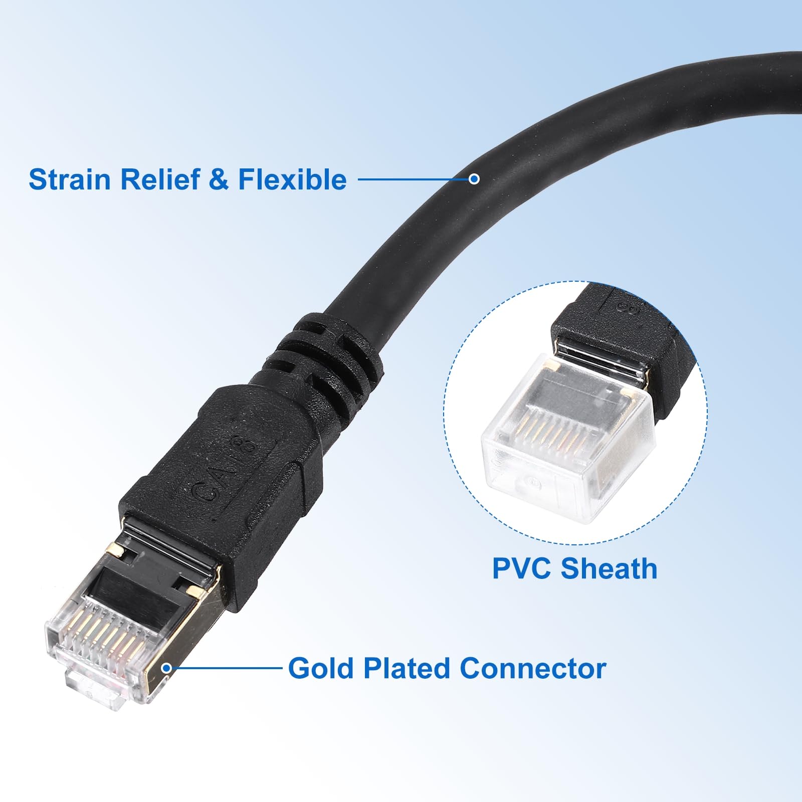 QUARKZMAN Cable De Ethernet Cat 8 98ft 26AWG 40Gbps Cable De Red LAN Cat 8