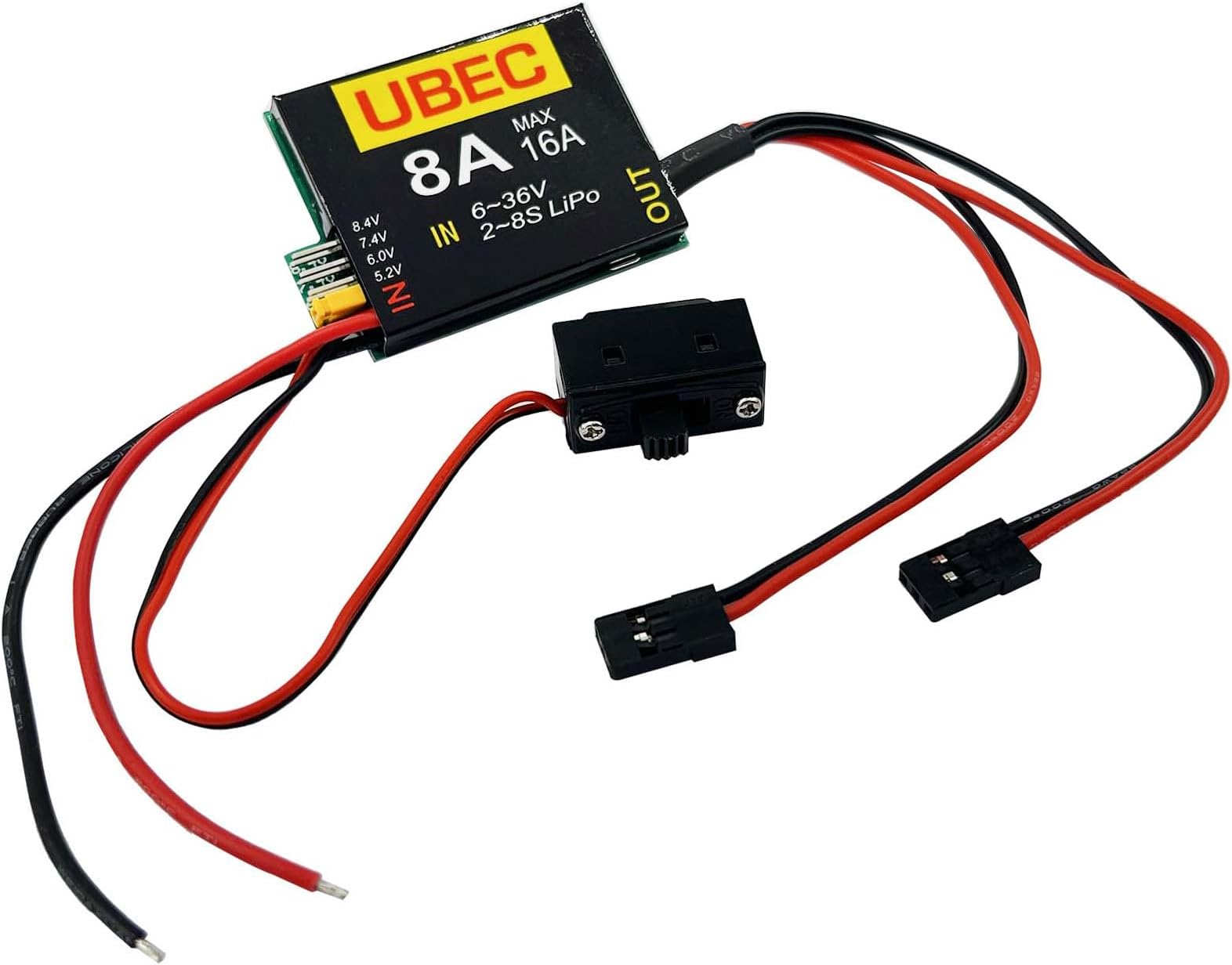2-8S LiPo UBEC-8A BEC 5.2/6.0/7.4/8.4V Servo Independent Power Supply for RC Car Fixed Wing Airplane Robot