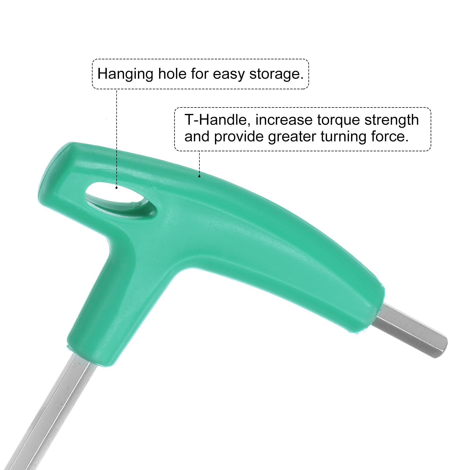 HARFINGTON Llave de extremo doble con mango en T de 16.5 pulgadas de largo de 6 mm, llave hexagonal métrica, acero al carbono, llave de extremo plano para mantenimiento automotriz del hogar