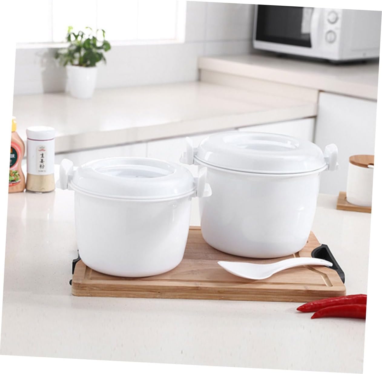 Cabilock 2pcs Simple Rice Cooker Microwave Insulated Rice Cooker Food Container Large Capacity