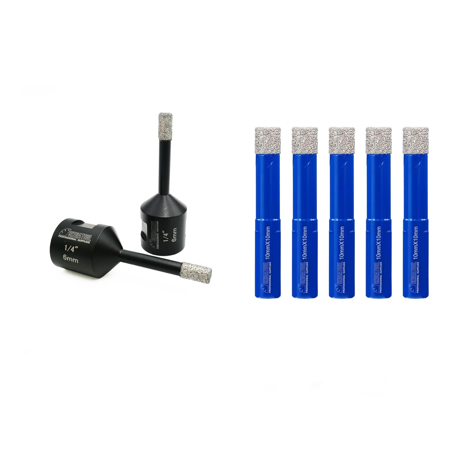 SHDIATOOL Diamond Core Drill Bits 2PCS 1/4 Inch for Porcelain Ceramic Tile Marble Brick Vacuum Brazed Hole Saw 6mm