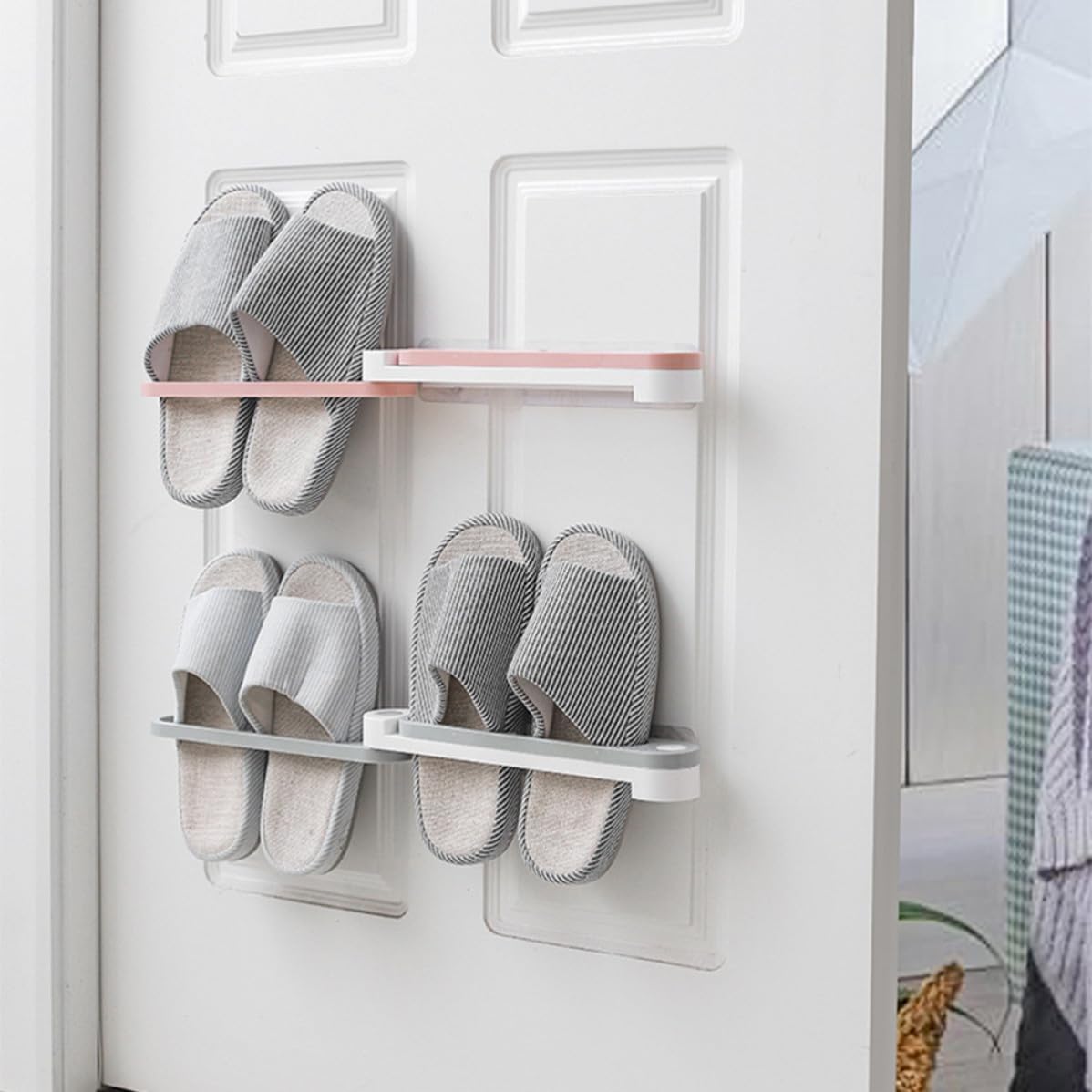 Ciieeo 3pcs Traceless Slipper Rack Foldable Wall Mounted ABS Storage Rack