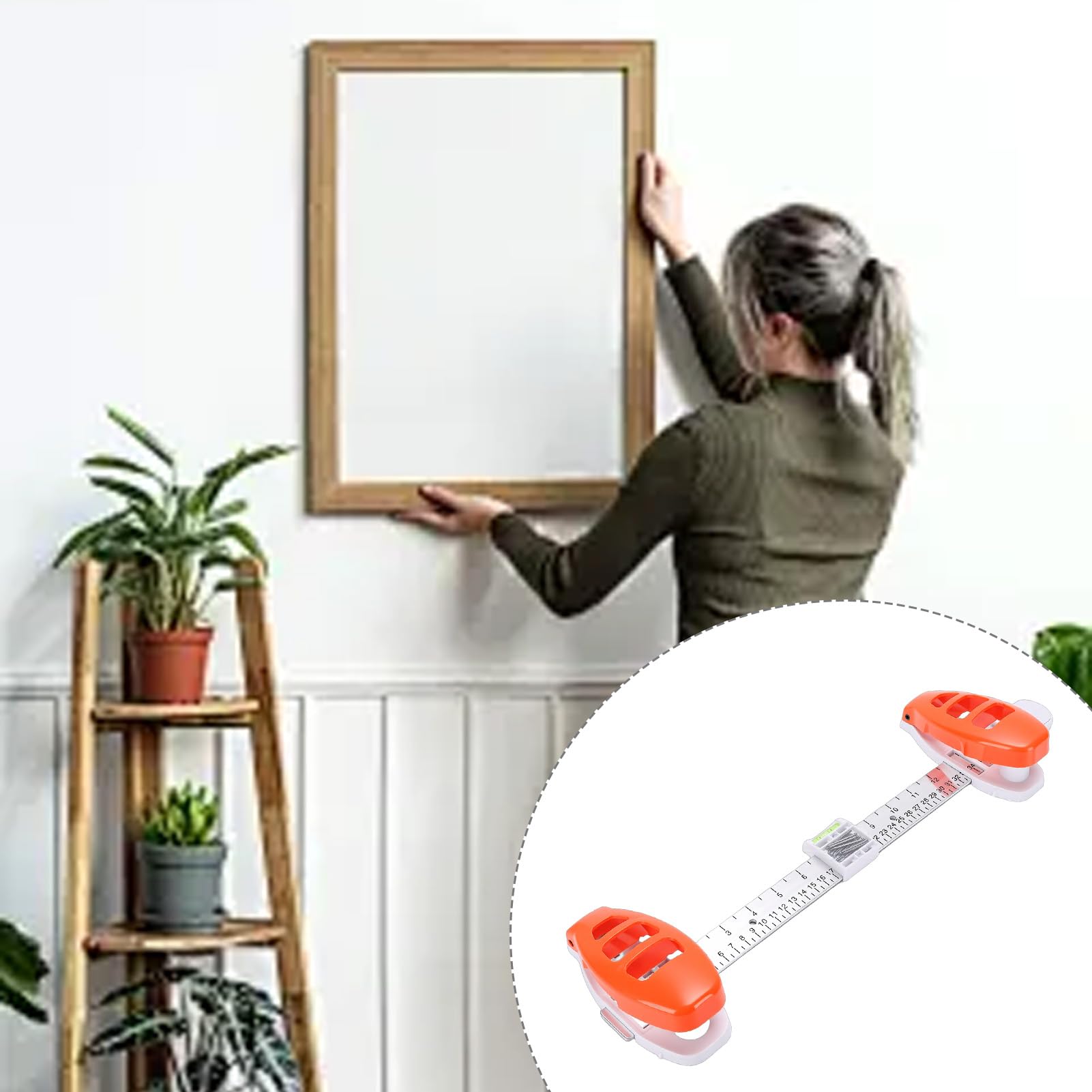 Generic Werkzeug Zum Aufhängen von Bildern, Lineal Zur Rahmenpositionierung mit Integrierter Wasserwaage für die Wanddekoration, Robustes ABS-Material, Doppelfunktionsdesign, Müheloses