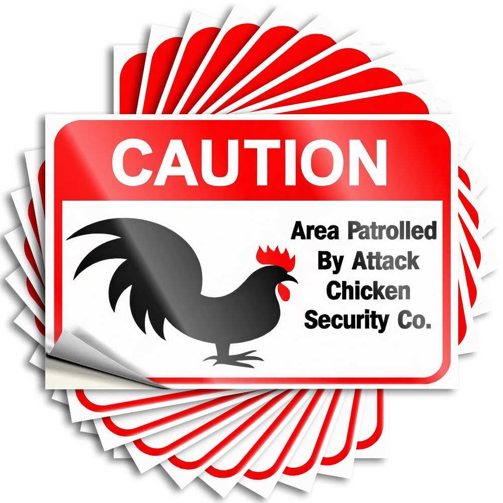 Abipuir - Chicken Security Attack Car Decals: Keep Out! 10 Funny Car Stickers (6 x 9 cm)