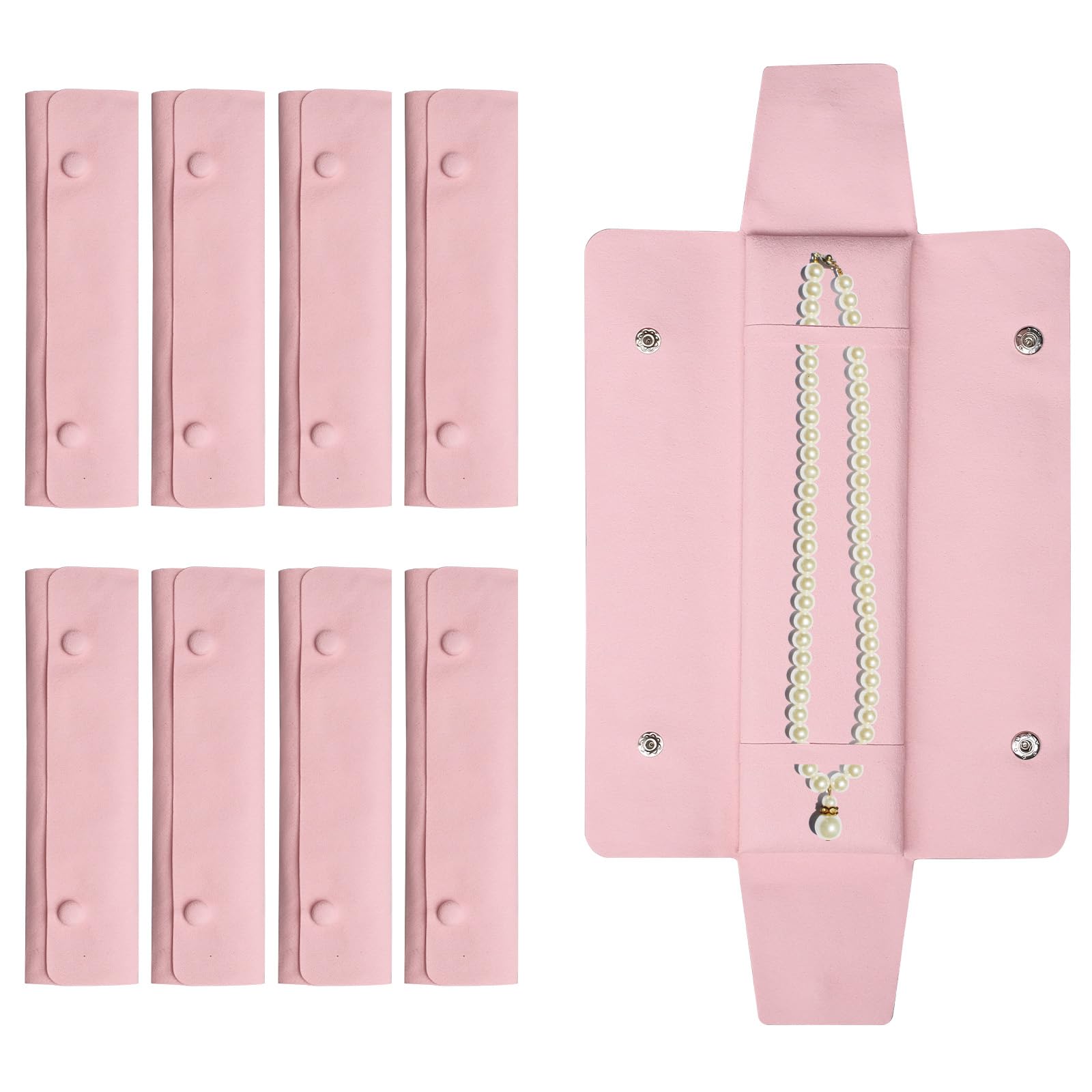 TANEMUDO 8 Pcs Necklace Travel Case No Tangle Necklace Pouch Microfiber Storage Bag Jewelry Travel Organizer for Women Christmas Bridesmaid Gifts