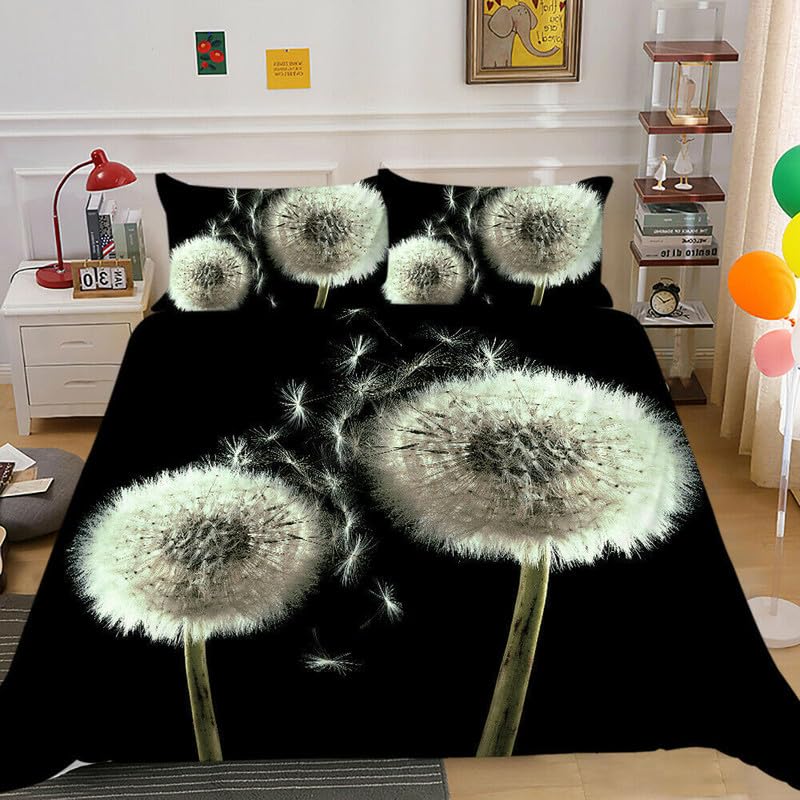 Housse de couette 140x200 microfiber 110g impression 3D pissenlit