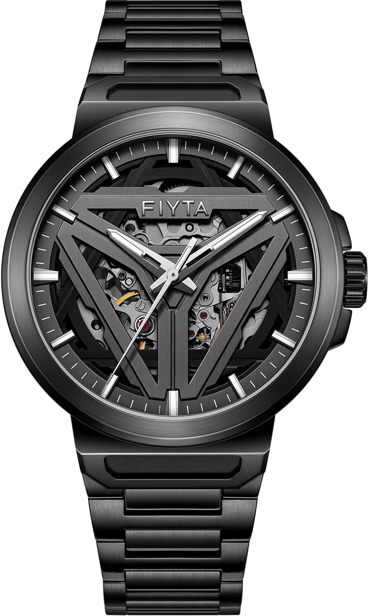 FIYTA Men's Classic Sport 3-Hand Watch, Stainless Steel Automatic Watch for Men, Synthetic Sapphire Crystal, Luminous, 100M Water Resistant, 42mm