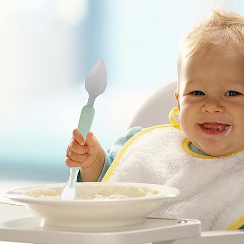 Miniatura 2 de Toddmomy 1 cuchara de doble cabeza para bebé cuchara de silicona para raspar frutas de bebé cuchara de alimentación cuchara de entrenamiento juego