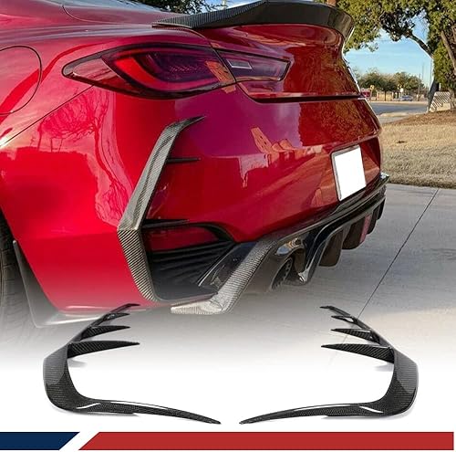 JC SPORTLINE Divisores de parachoques trasero de fibra de carbono para Infiniti Q60 Q60S 2016-2020 Coupe 2 puertas parachoques trasero Canards