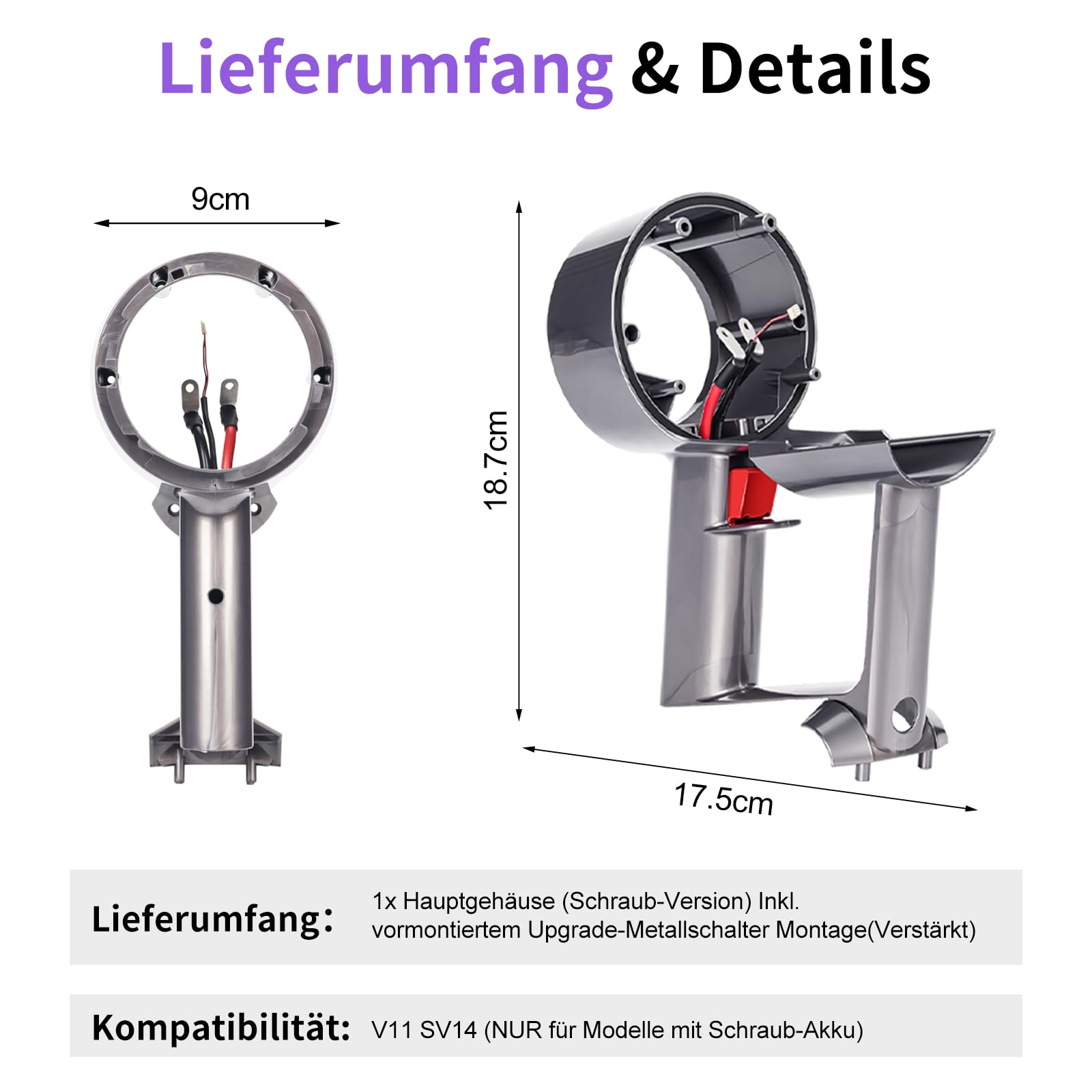 SV14 V11 Metal Schalter-Montagegriff Grundgehäuse für Dyson SV14 Ersatzteil | V11 Gehäuse Griff & Hauptkörper-Montage Ersatzteile (nur für Schraubbatterie) Staubsauger Zubehör Mit Schraubendreher-Satz