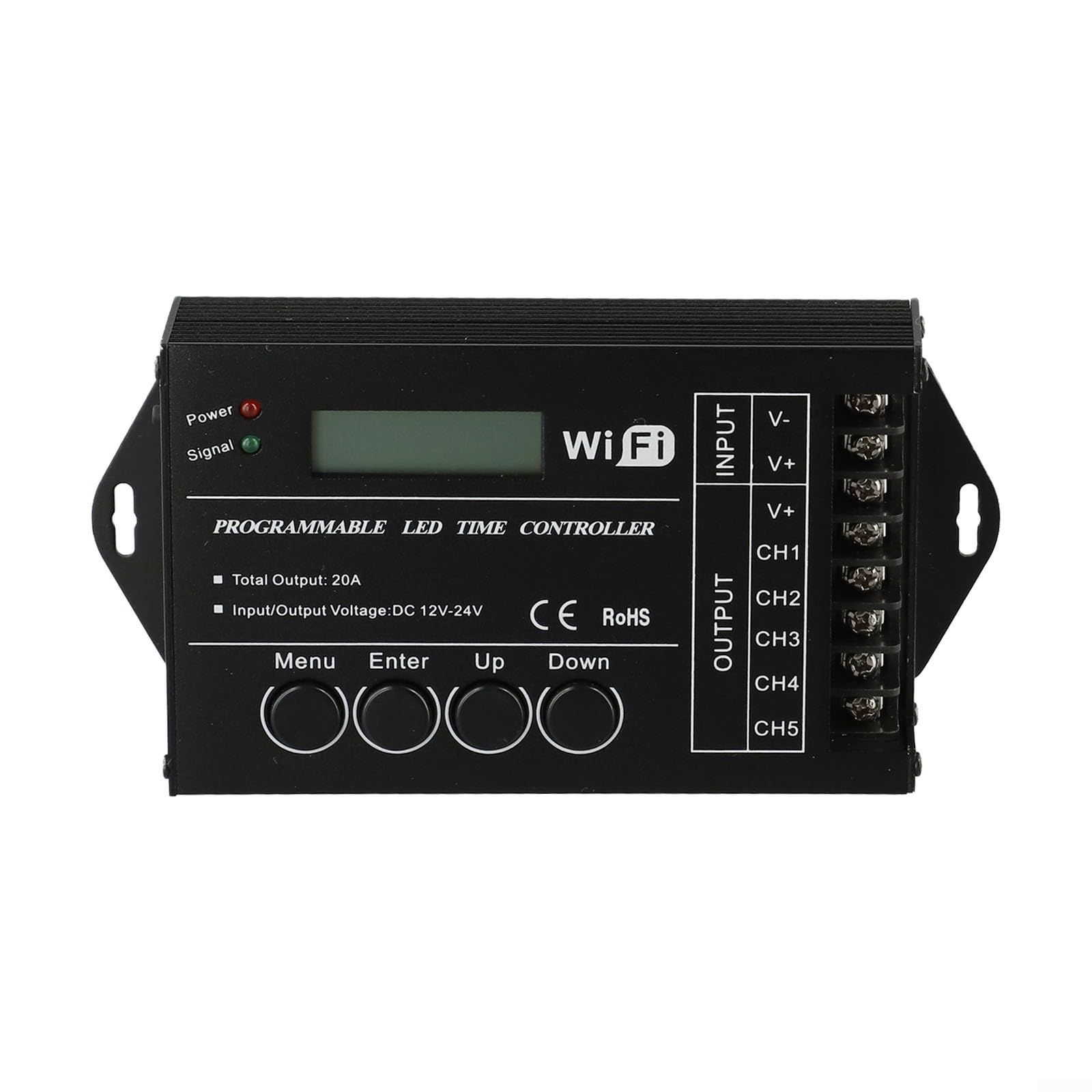 TC421 Controlador programable de temporizador LED de 5 canales RGB regulador de luz para módulos de tira DC12-24V sistema de programación con control de aplicación para cultivo de plantas y