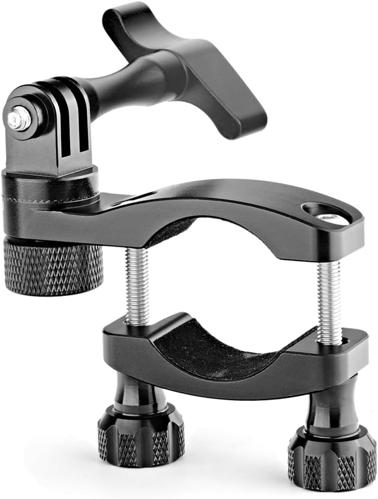 Soporte para manillar de bicicleta para Gopro Hero 13 12 11 10 9 8 DJI Osmo Insta360 AKASO y otras cámaras de acción Rotación de 360 grados para palo selfie para manillar de motocicleta y bicicleta totalmente de aluminio de 0,6 a 1,38 pulgadas