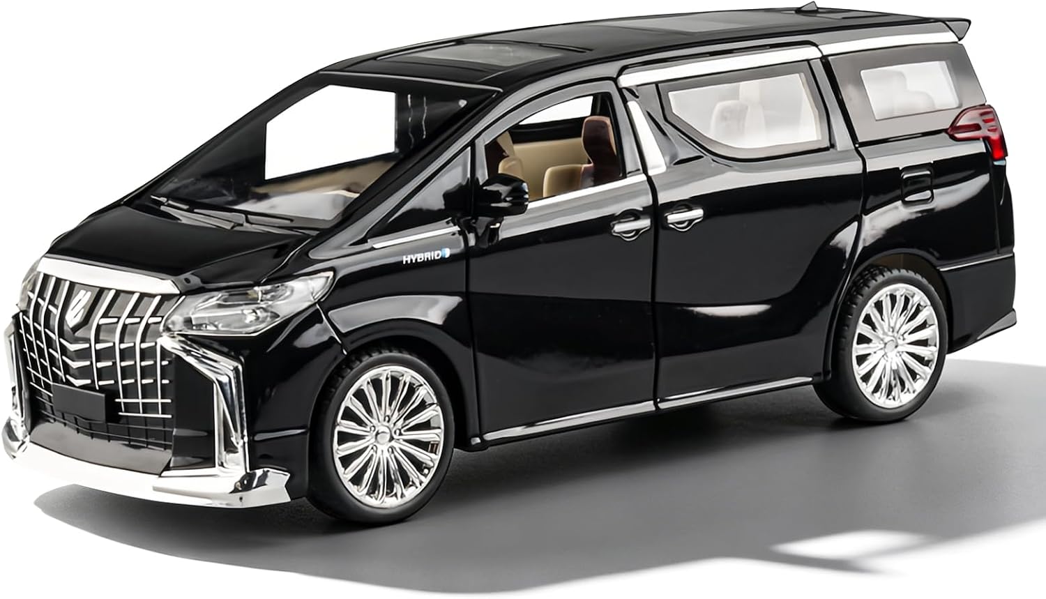 1:24 Scale Car Model Compatible for Toyota Alphard MPV Diecast Toy Vehicle, Zinc Alloy Pull Back Toy Car with Sound and Light for Adult Boys Girls 3 4 5 6 7 8, Birthday Gift (Black)