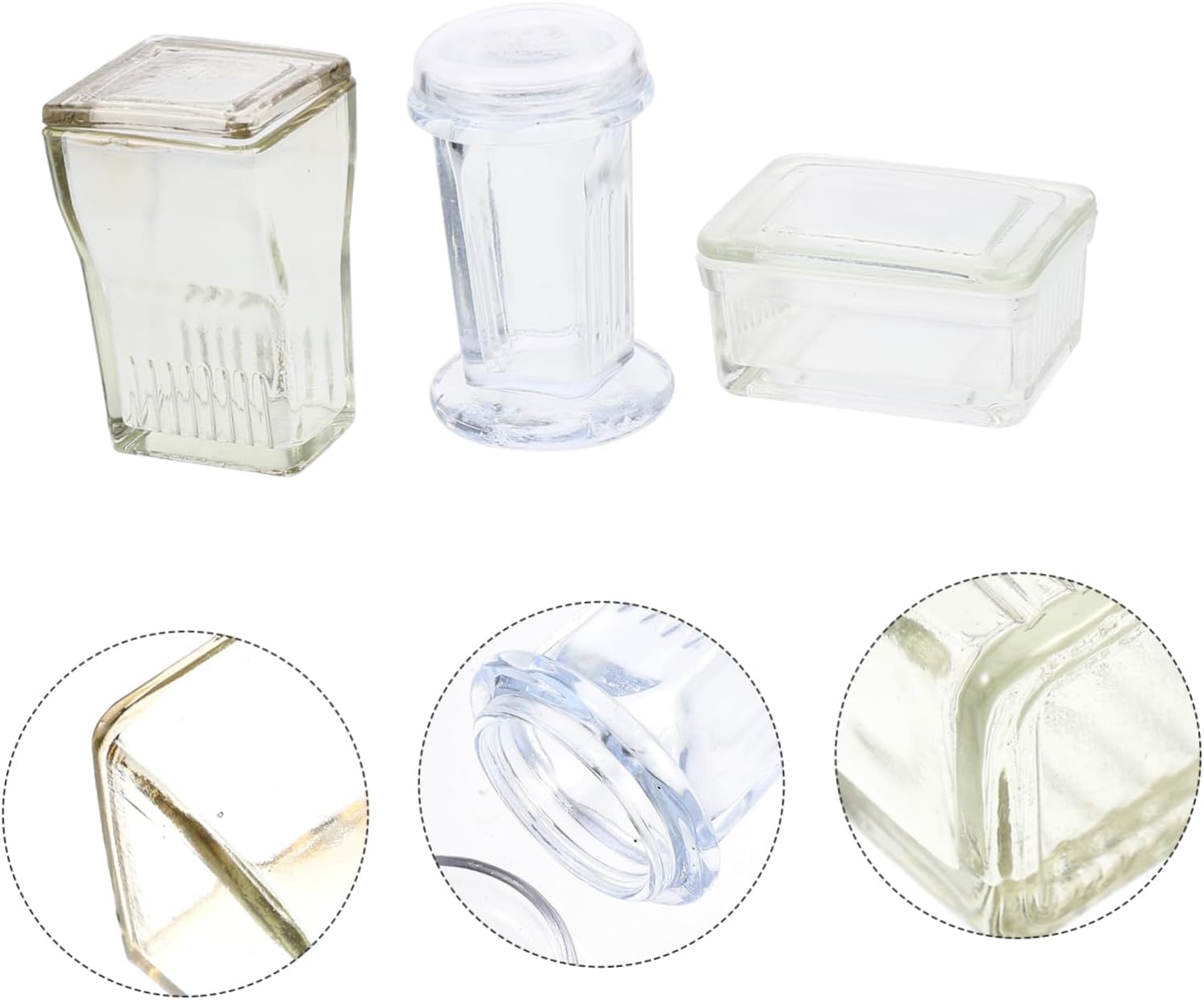 Scientific Lab Glass Staining Tank 3 Sets Staining Jar Round Lid Lab Equipment