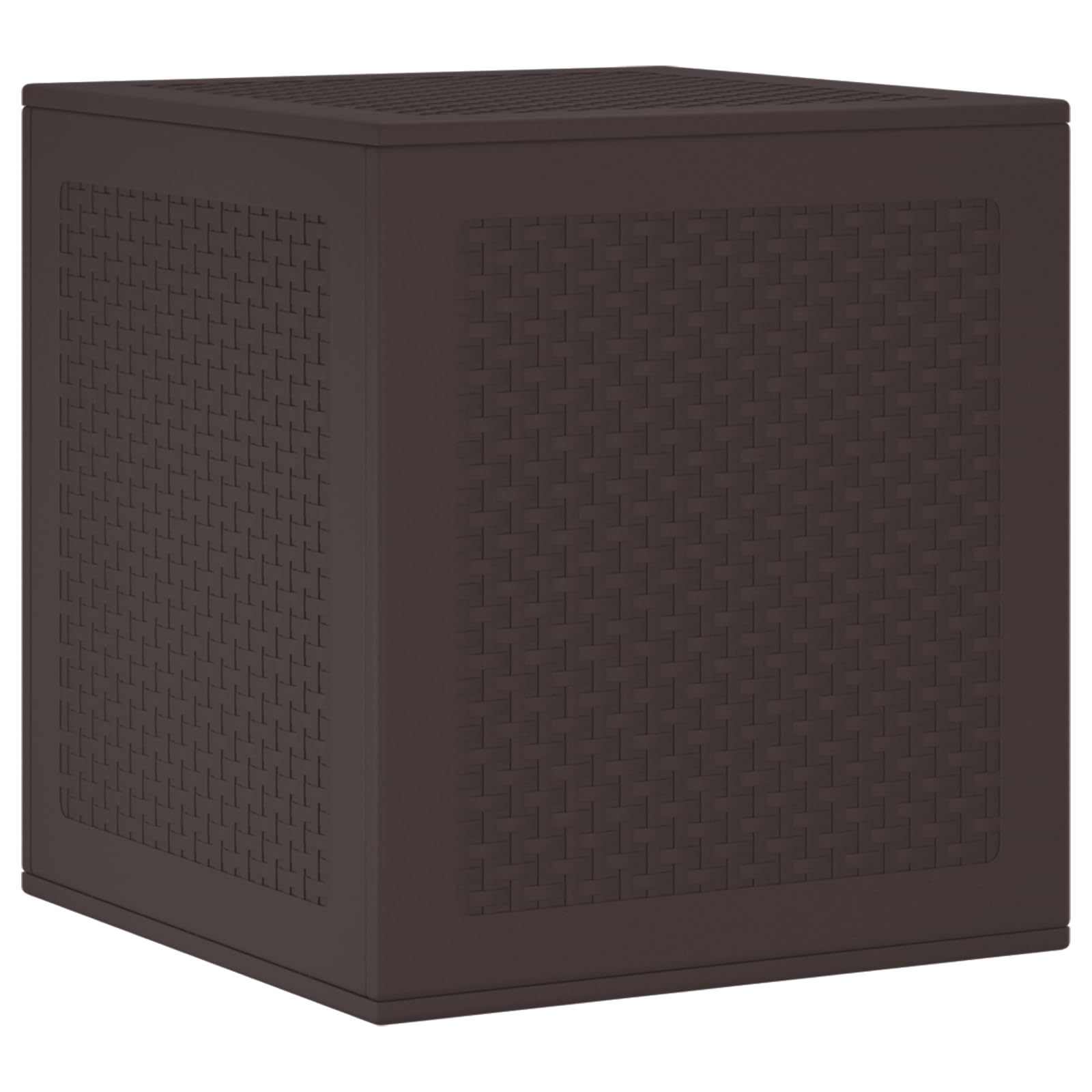 Gartentruhe aus PP Kunststoff Braun 55x53x57 cm Außenlagerbox mit UV-Schutz und texturierter Oberfläche für Terrasse Gartenmöbel Aufbewahrung