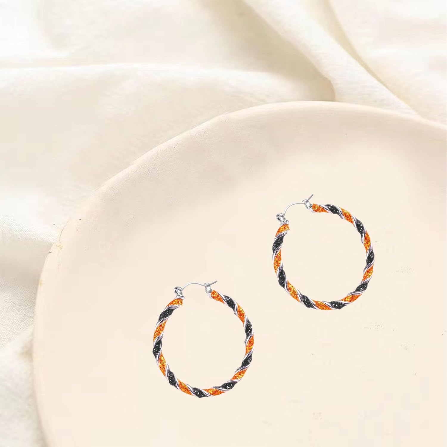 Halloween Twisted Hoop Earrings Spooky Gothic Black Orange Twisted Earrings for Women Party Costume Jewelry Accessories - Image 7