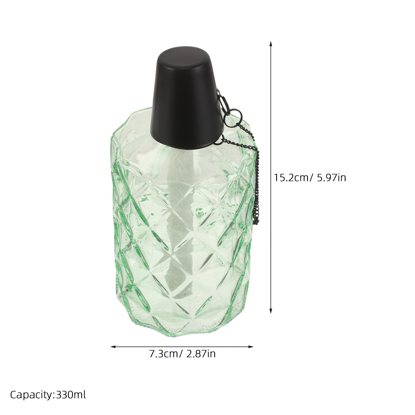 iplusmile 4 Piezas Antorcha de Vidrio Verde de 330ml y Tapa Extinguida para Uso Prolongado, Adecuado para Reuniones Patio y Fiestas de Verano