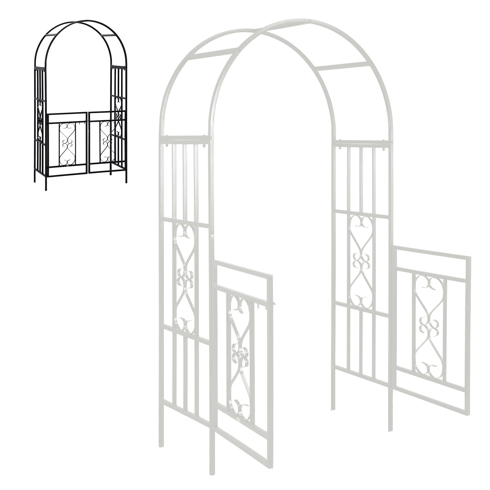 Arche de jardin robuste métallique avec piquets fixation sol et treillis