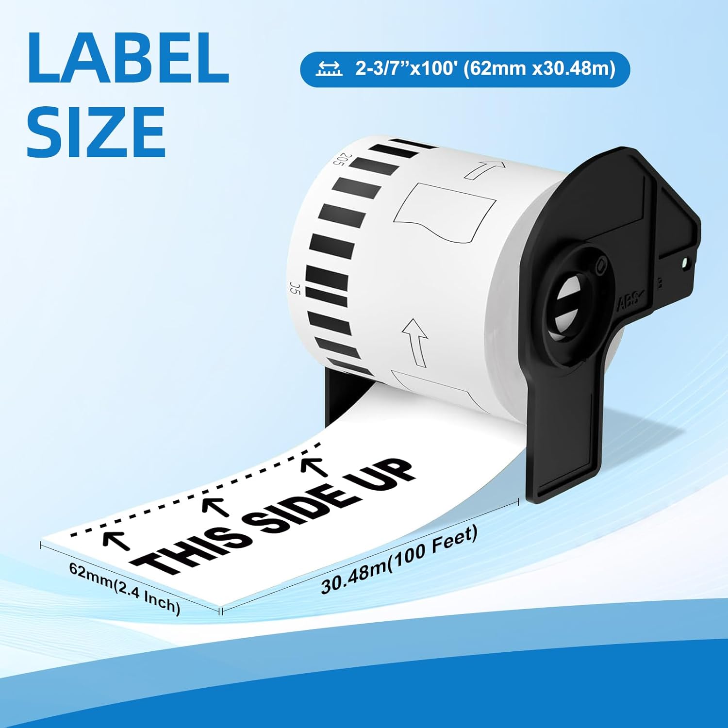 DK-22205 Compatible with DK-2205 Continuous Labels 2.4" x 100'(62mm×30.48m) Use with Brother QL 820NWB QL-800 QL-550 QL-700 Label Printer, 10 Rolls - Image 2