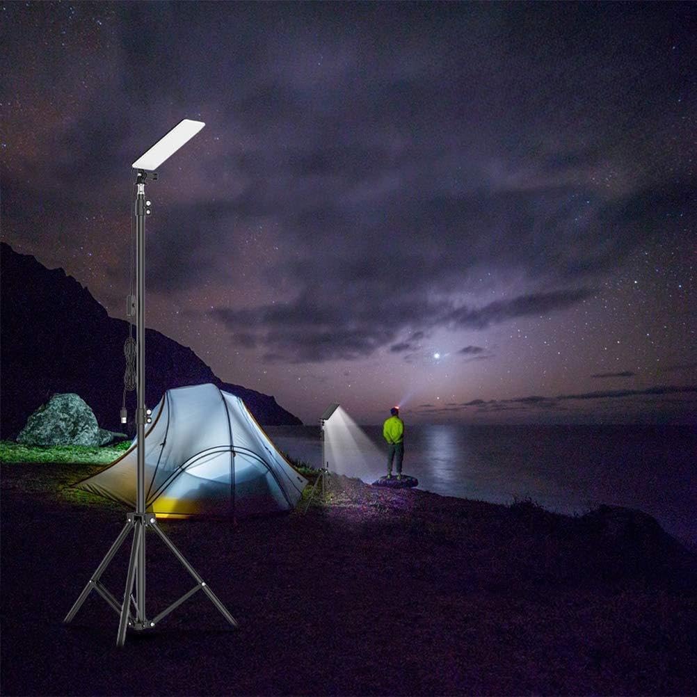 Generic Campingowa Lampa LED ze Statywem Przenośna, Jasna Lampa Robocza do zajęć na świeżym Powietrzu, Czarna (BLACK)