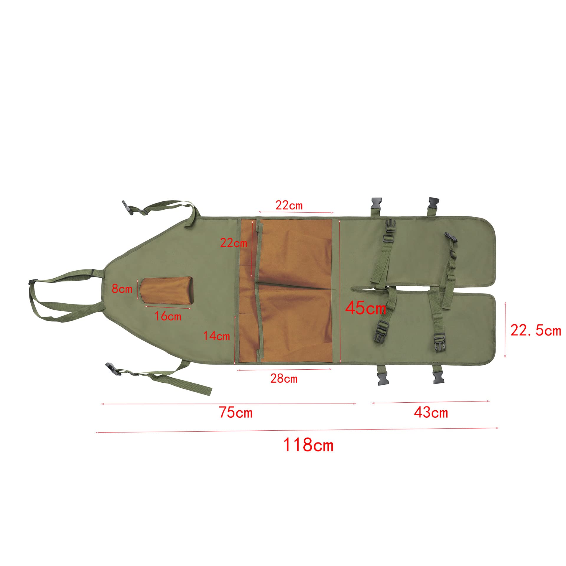 Zerodis Delantal de Jardinería con Bolsillos, Tela Oxford 600D, Protección de Piernas, Hebillas Ajustables, para Jardín y Carpintería