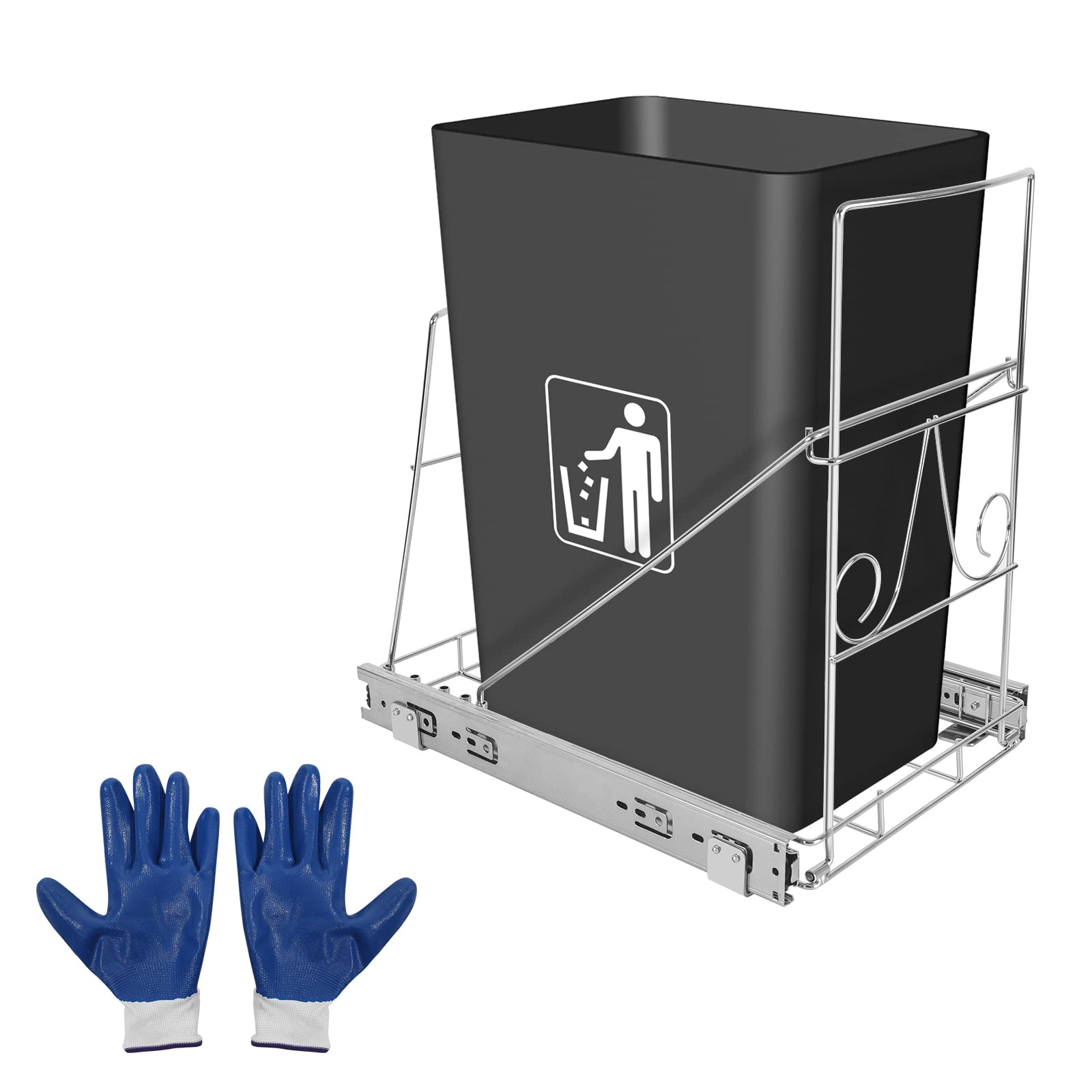 ZVMTTOY Pull Out Trash Can Under Cabinet, Under Sink Garbage Can Pull Out for Kitchen Cabinet Adjustable Trash Can Pull Out Kit Fit for Most 7-10 Gallon Garbage Can (Waste Bin Not Included)