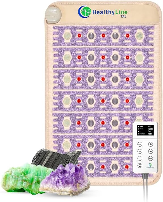HealthyLine TAJ Far Infrared Heating Pad with controller and loose gemstones