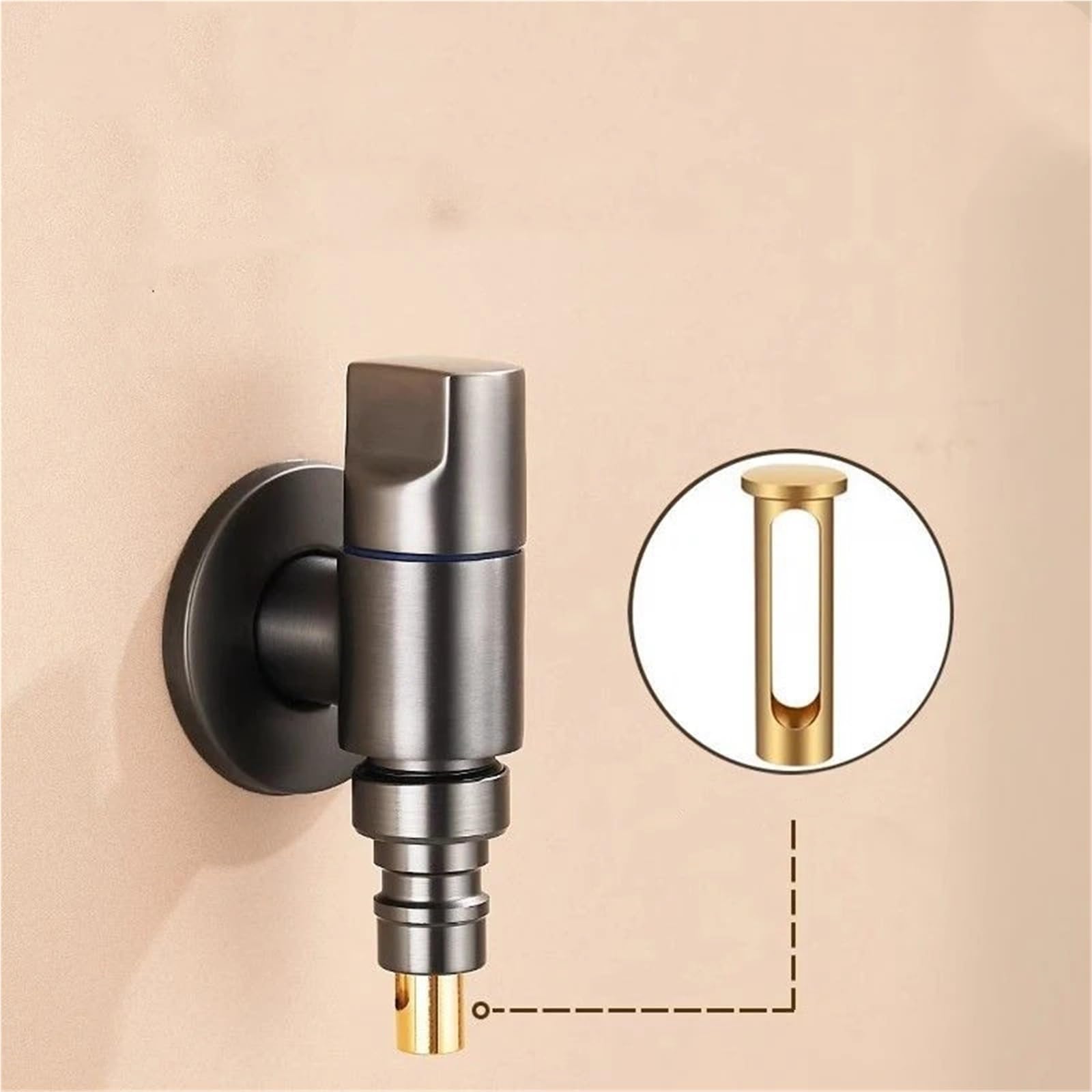 Válvula de ángulo grifo multifunción, válvula apertura agua latón, Clip parada G1/2 montada en la pared, 2 uds para bafieras y duchas(Gray)
