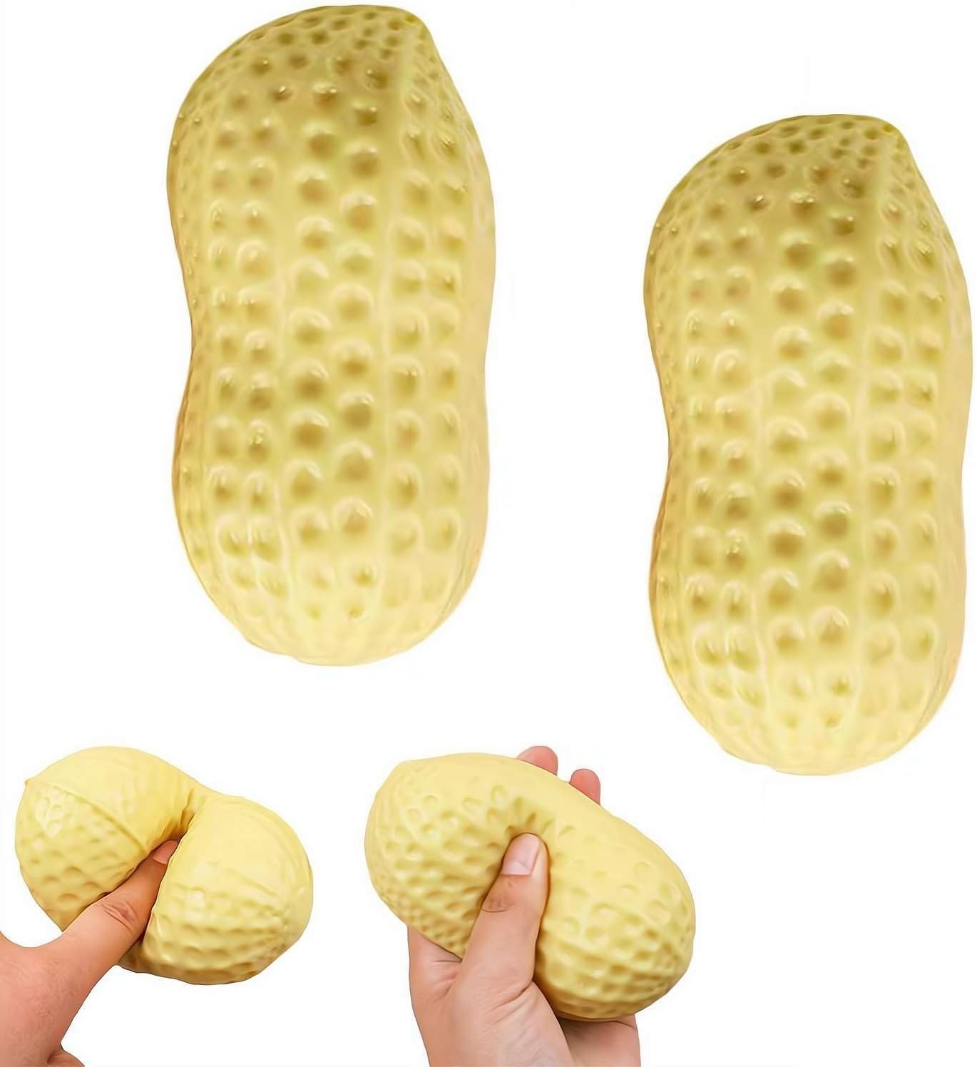 Peanut Squishies Toys,Peanut Squishies Slow Rising Stress Relief Toy,Squeeze Dough Ball Stress Relief HandToys,TabaSquishies for Easter Gifts,Cute Anxiety Relief Toys, for Adults (Yellow-2pcs)