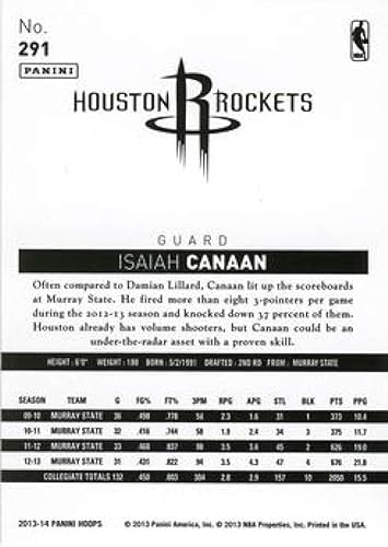 Miniatura 2 de 2013-14 NBA Hoops Gold Border Parallel #291 Isaiah Canaan Houston Rockets RC Rookie Official Panini Basketball Trading Card (Stock Photo may be