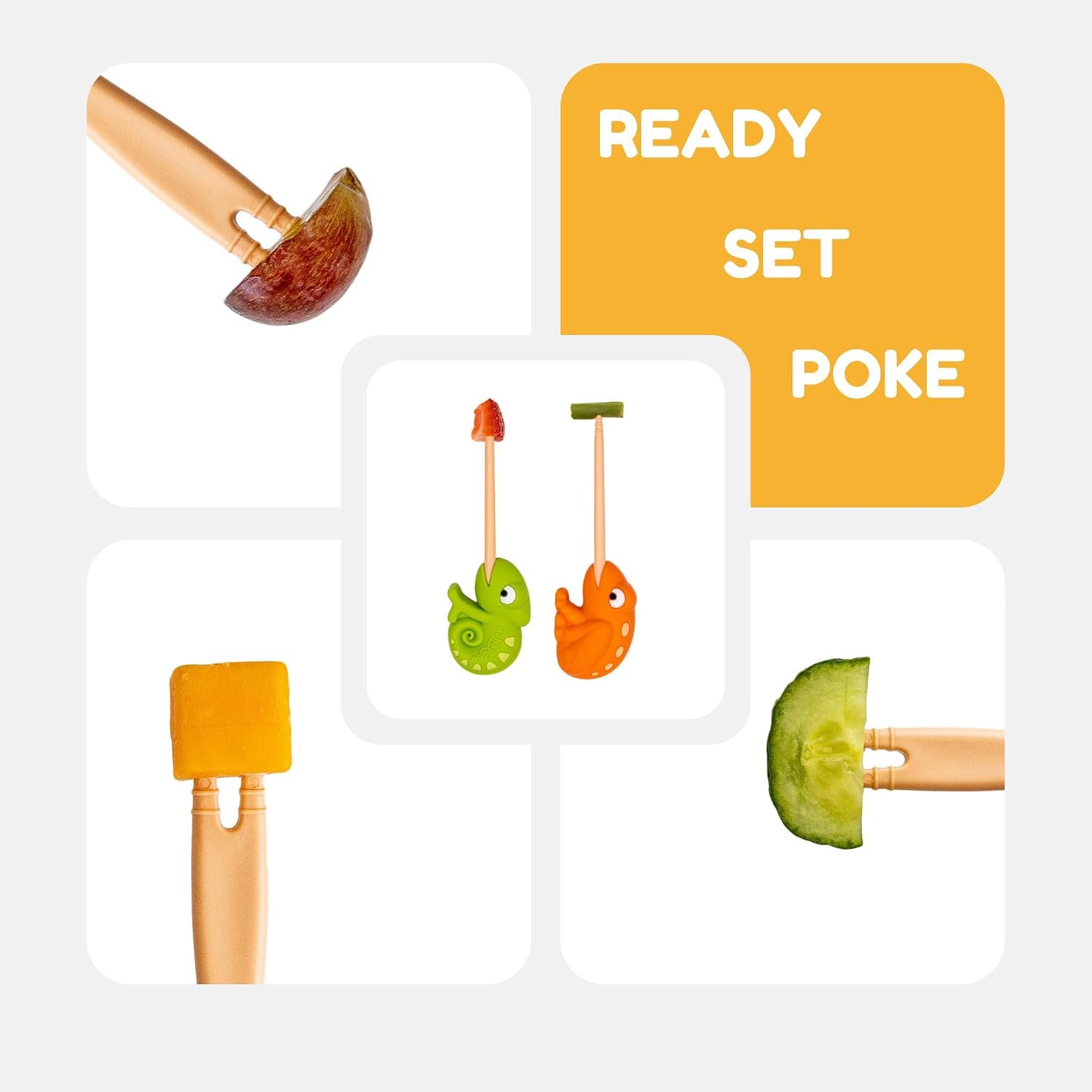 Food Picks for Kids – Kids Food Picks for Lunchbox, Self Feeding Utensils for Picky Eaters, Feeding Therapy Tools, BPA Free, Animal Design (3-Pack)