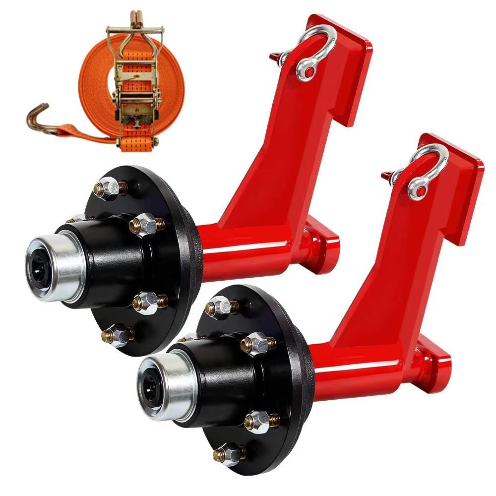 Photo 1 of Professional 2 Pack Shipping Container Wheels 6-Lug Wheels Kit, Shipping Container Axle, Heavy Duty Shipping Container Accessory with Ratchet Tie Downs for Moving 20ft - 40ft Container