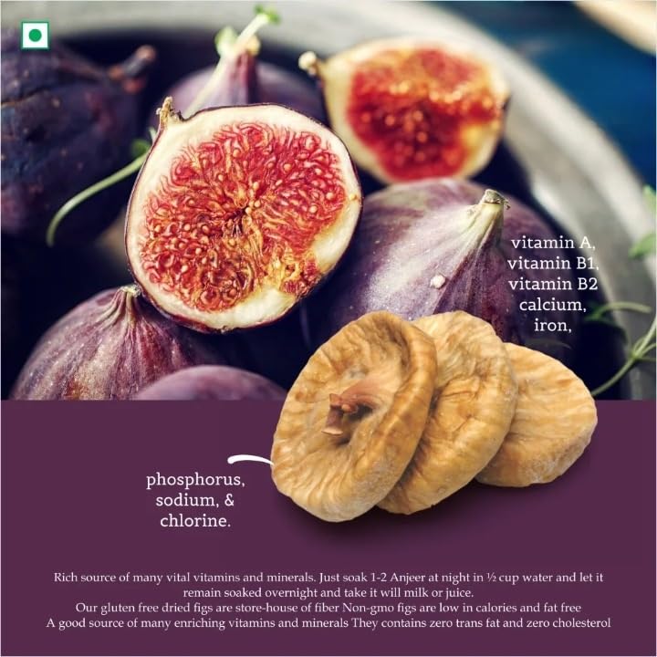 Image of VI Prime Premium Anjeer | 100% Natural Sun-Dried Figs | Pesticide Free, No Added Sugar, Rich in Fiber, Calcium & Antioxidants | Healthy Dry Fruit Snack (Anjeer /Figs) | 500g