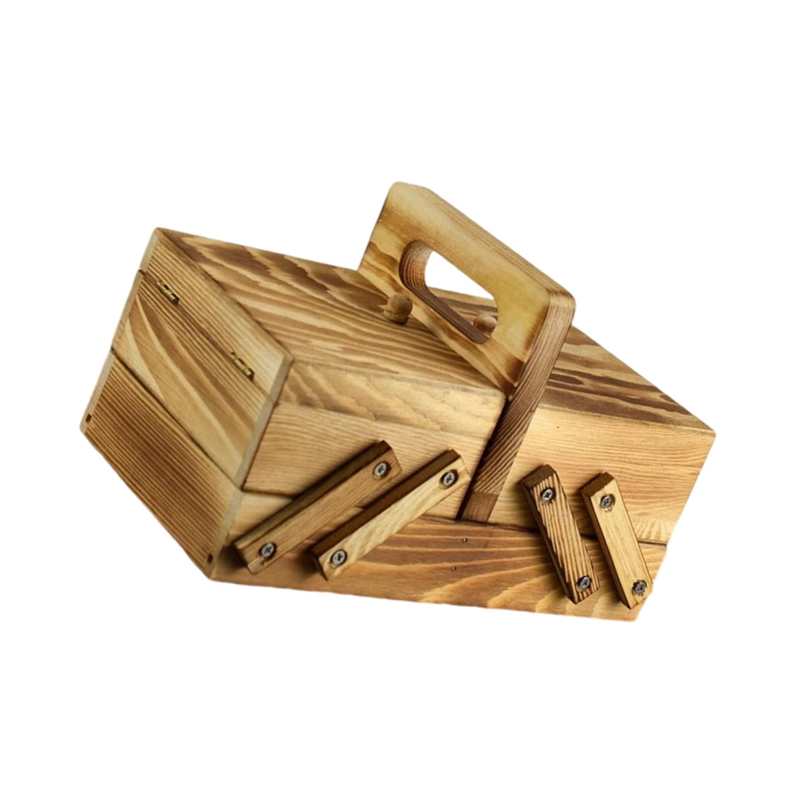 Caja organizadora de costura plegable de madera, caja de almacenamiento de herramientas de costura, organizadores de suministros de punto para bordar suministros de punto
