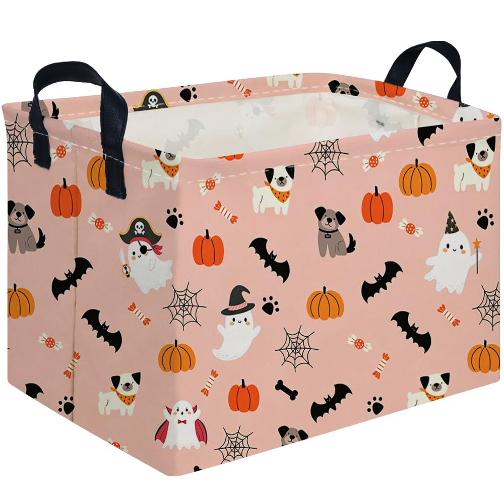 FXOCSHE Rectangular Halloween Baskets,Empty Halloween basket,Trick or Treat Basket for Boys and Girls,Waterproof collapsible storage box,‌Halloweens‌ Ghost Party Decor(Cute Ghost)