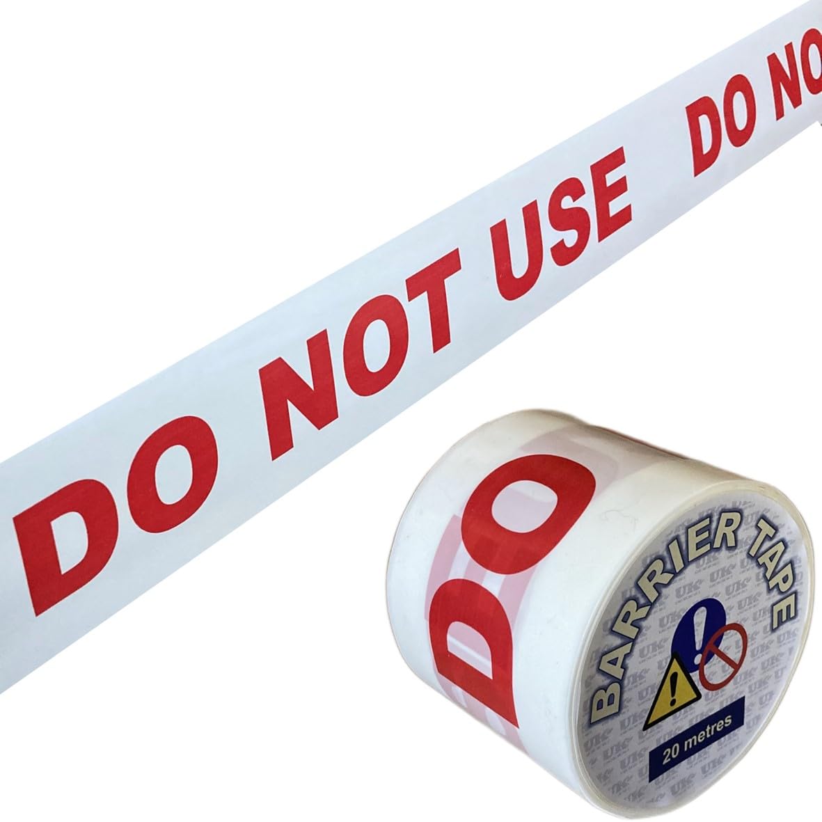 Uk Tapes White & Red Do Not Use Barrier Tape - Hazard Warning Cordon Tape Made From Non-Adhesive Plastic (75Mm X 20M)