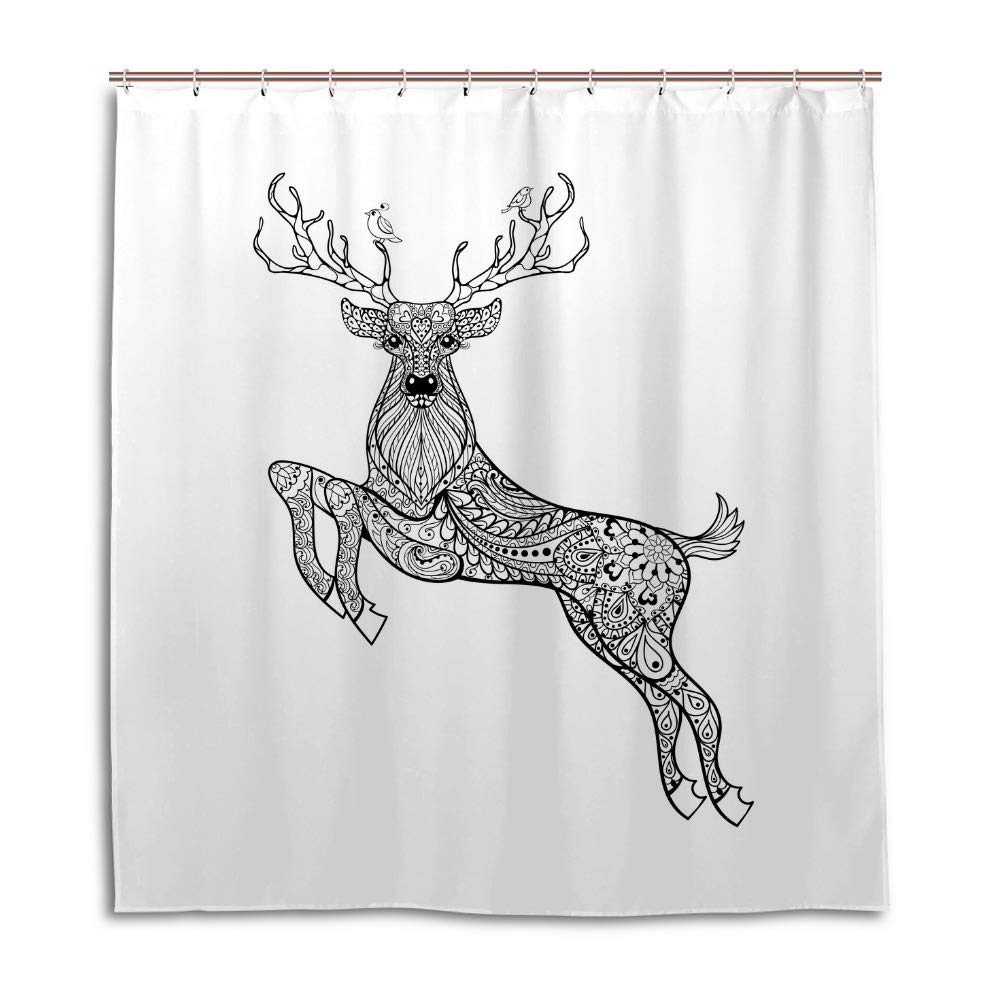 Rideau de douche tissu cerf imperméable avec œillets renforcés motif 2