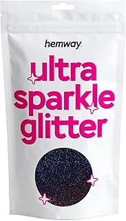 Hemway Black Holographic Premium Glitter Multi Purpose Dust Powder 100g / 3.5oz for use with Arts & Crafts Wine Glass Deco...