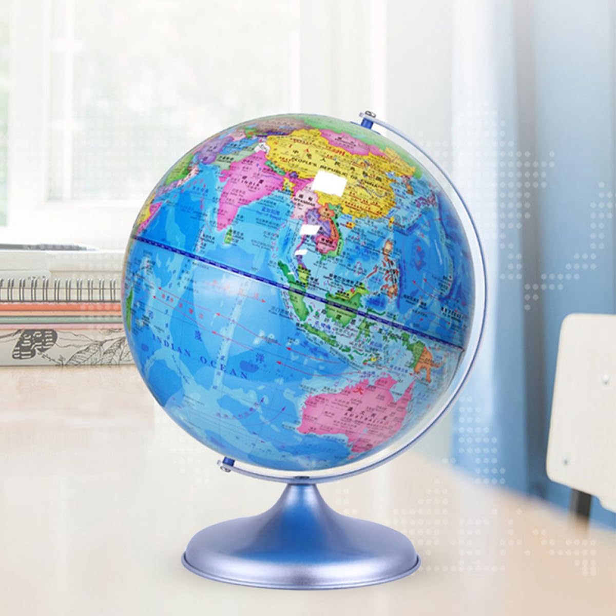 YARNOW Globo Didattico Rotante in Plastica Base Staccabile, Decorazione per Aula Scolastica e Scrivania Scuola, Strumento Educativo per Studenti