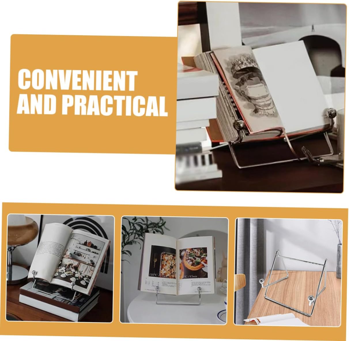 Cabilock 2pcs Tabletop Display Stand Multi-Functional Picture Frame Holder for Books Plates and Tablets for Home Kitchen Retail Use