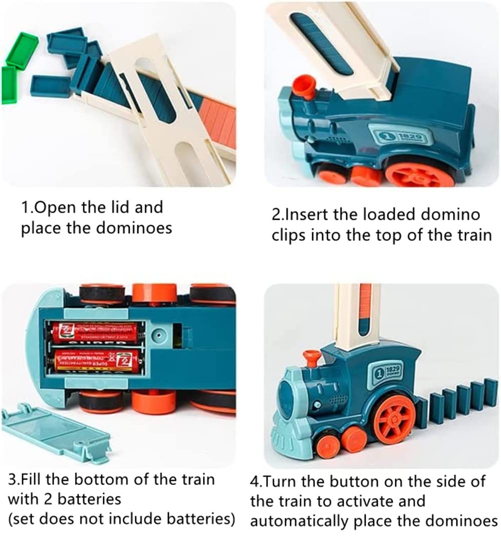 Jouet de Train Domino,120 pièces de Blocs Électrique Train,Jouets de Construction et d'empilage,pour Filles et Garçons 3 Ans et Plus
