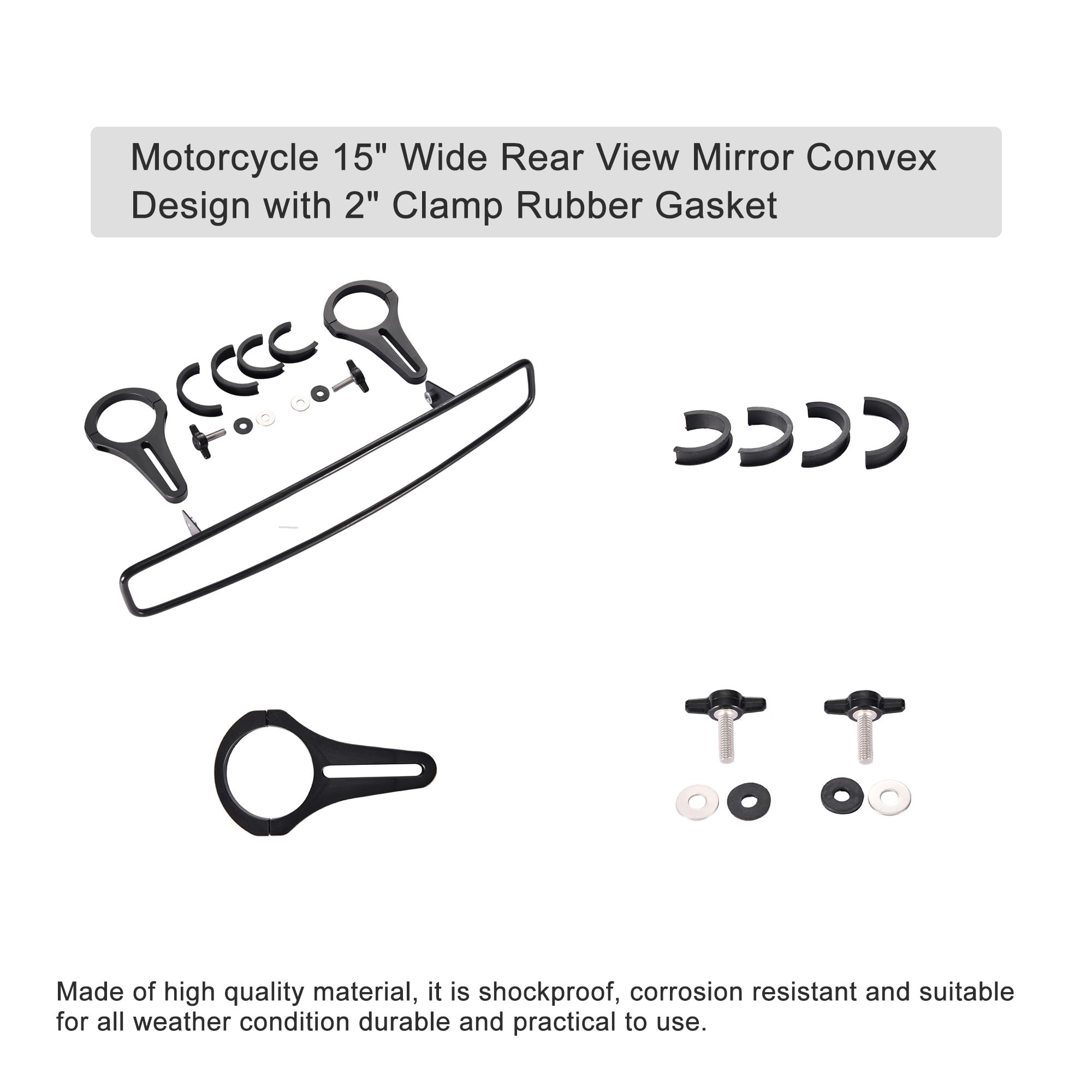 Rétroviseur Central De 15 "de Largeur Forme Convexe Avec Joint De