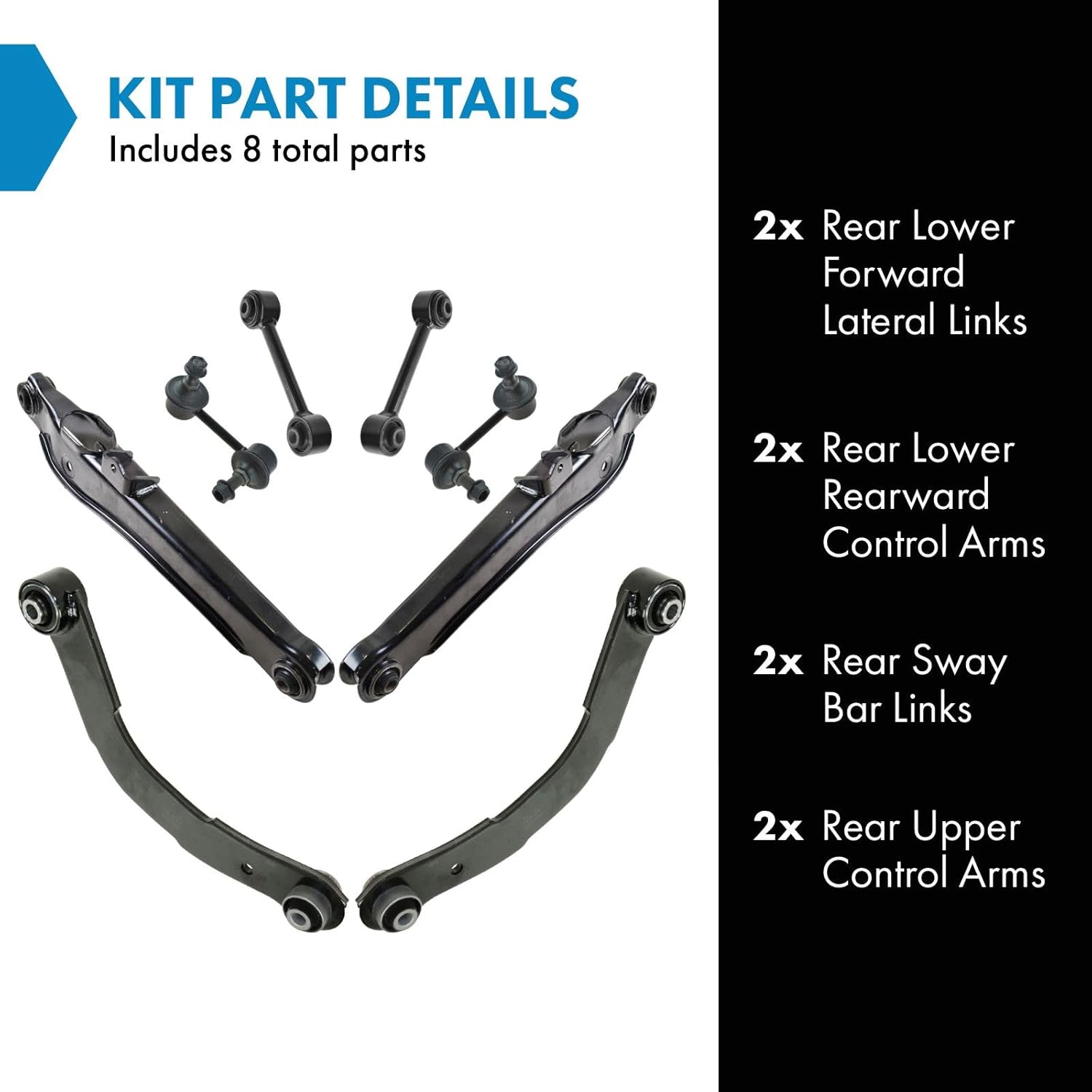 TRQ Rear Suspension Kit Control Arm Lateral Link Sway Bar Stabilizer Link Compatible with 2007-2009 Dodge Caliber Jeep Compass Patriot