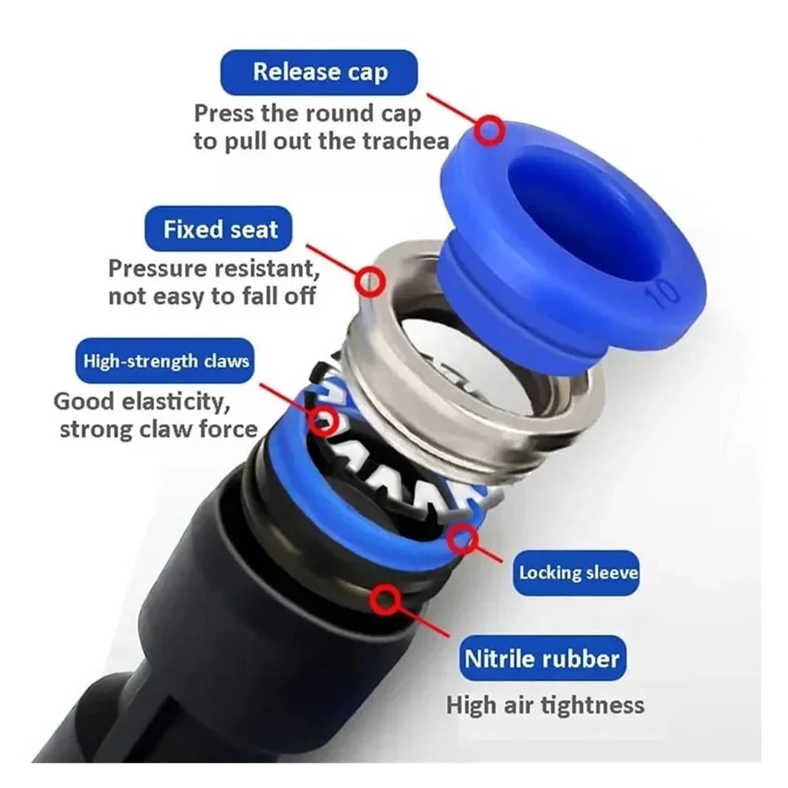 Pneumatische Verbindungsstücke, T-Form, 4/6/8/10/12 mm, 3-Wege-T-Typ, Luft-Wasserrohr-Schlauchverbinder (PE-16), 10 Stück