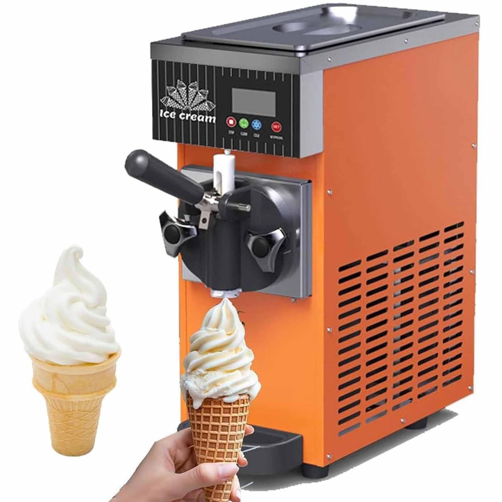Qiang Máquina de Helados Comercial 450W/750W 4-8KG/h 1 Sabores Máquina para Hacer Helados Servicio Suave con Panel LCD Limpieza Automática para Yogur Café Snack-Bars Restaurante Orange-BQL68