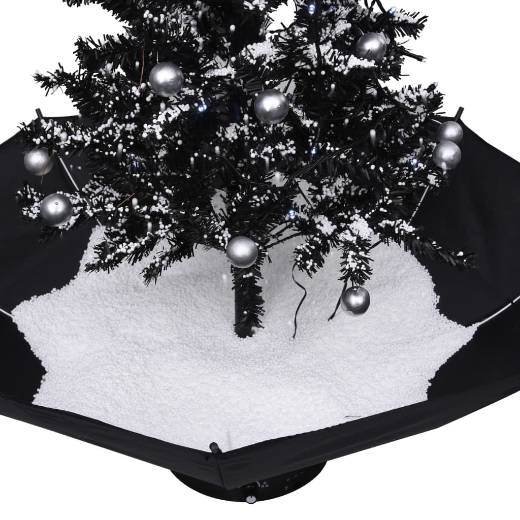 vidaXL Schneiender Weihnachtsbaum mit Schirmfuß Schneefall Künstlich Tannenbaum Christbaum Kunstbaum Dekobaum Weihnachten Dekoration Schwarz 75cm PVC